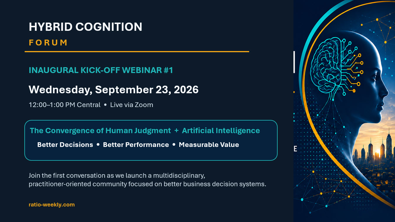 Hybrid Cognition Forum — slide 1 of 8: title slide — inaugural kick-off webinar, September 23, 2026